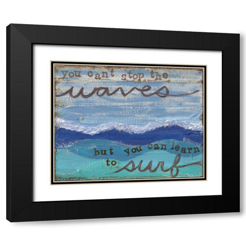 Waves Surf Black Modern Wood Framed Art Print with Double Matting by Martin, Monica