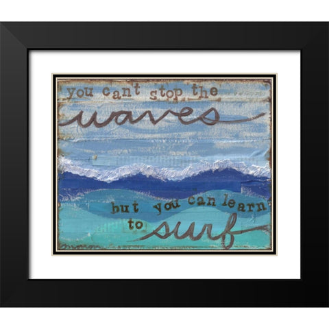 Waves Surf Black Modern Wood Framed Art Print with Double Matting by Martin, Monica