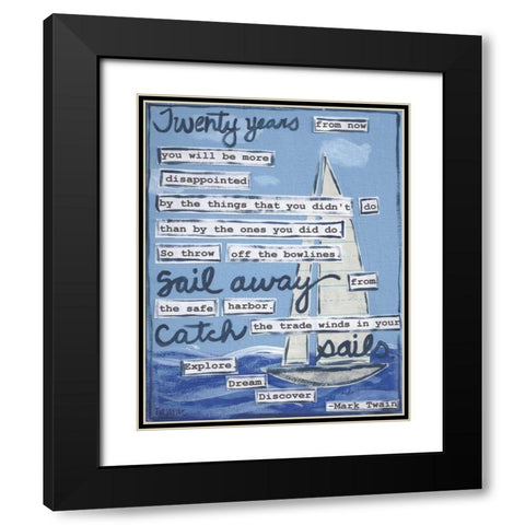 Sailing Black Modern Wood Framed Art Print with Double Matting by Martin, Monica