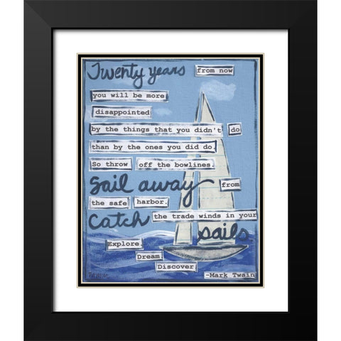 Sailing Black Modern Wood Framed Art Print with Double Matting by Martin, Monica