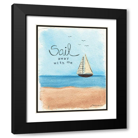 Sail Away Black Modern Wood Framed Art Print with Double Matting by Martin, Monica