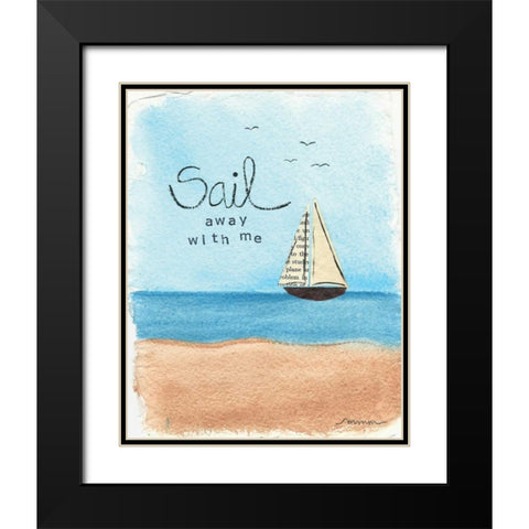 Sail Away Black Modern Wood Framed Art Print with Double Matting by Martin, Monica