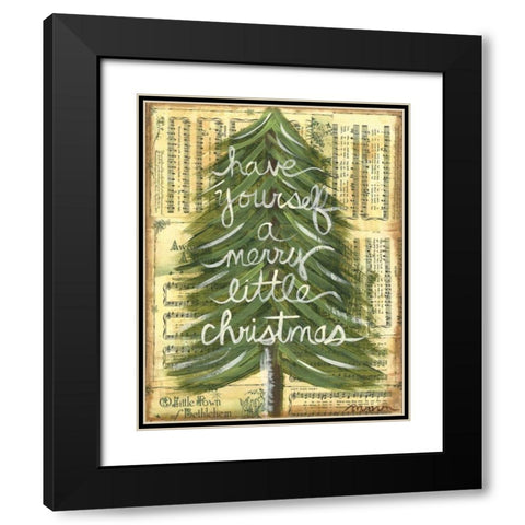 Merry Little Christmas Black Modern Wood Framed Art Print with Double Matting by Martin, Monica