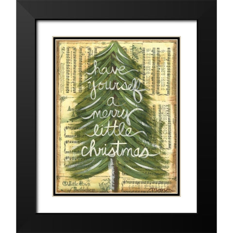 Merry Little Christmas Black Modern Wood Framed Art Print with Double Matting by Martin, Monica