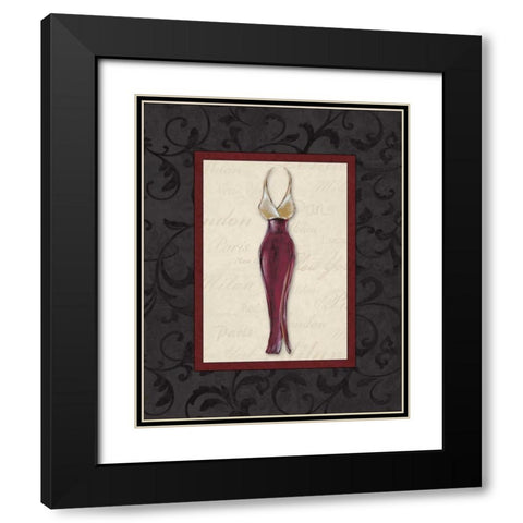 Fashion Dress II Black Modern Wood Framed Art Print with Double Matting by Osborne, Susan