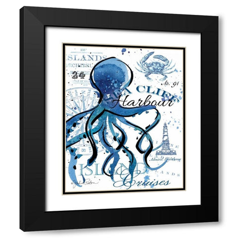 Sea Cliff Octopus Black Modern Wood Framed Art Print with Double Matting by Paton, Julie