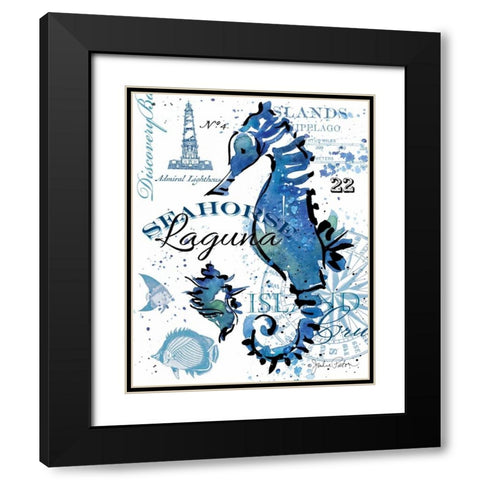 Seahorse Laguna Black Modern Wood Framed Art Print with Double Matting by Paton, Julie