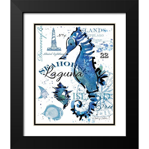 Seahorse Laguna Black Modern Wood Framed Art Print with Double Matting by Paton, Julie