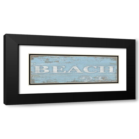 Beach Sign Black Modern Wood Framed Art Print with Double Matting by Paton, Julie