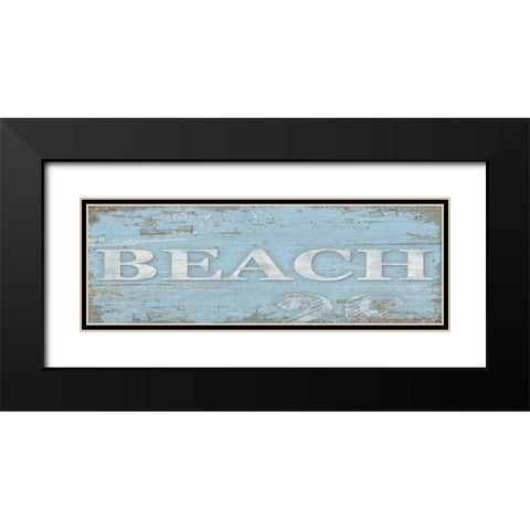 Beach Sign Black Modern Wood Framed Art Print with Double Matting by Paton, Julie