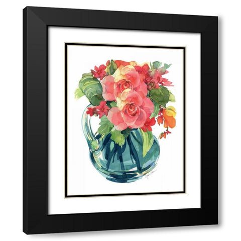 Bright Rose Bouquet II Black Modern Wood Framed Art Print with Double Matting by Paton, Julie