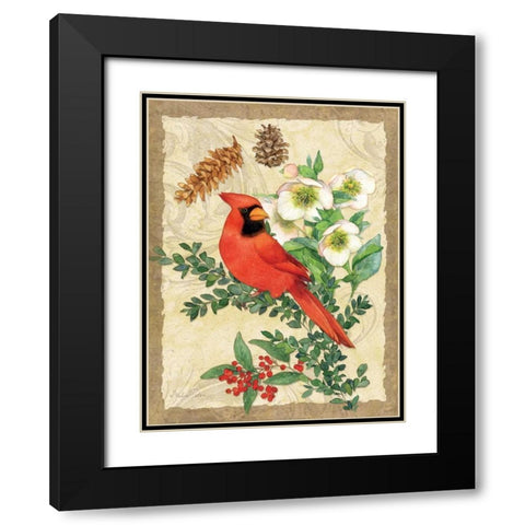 Holiday Cardinal Black Modern Wood Framed Art Print with Double Matting by Paton, Julie