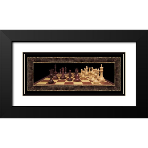 Chess I Black Modern Wood Framed Art Print with Double Matting by Pela Design