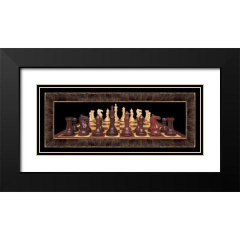 Chess II Black Modern Wood Framed Art Print with Double Matting by Pela Design