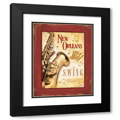 New Orleans Jazz II Black Modern Wood Framed Art Print with Double Matting by Pela Design