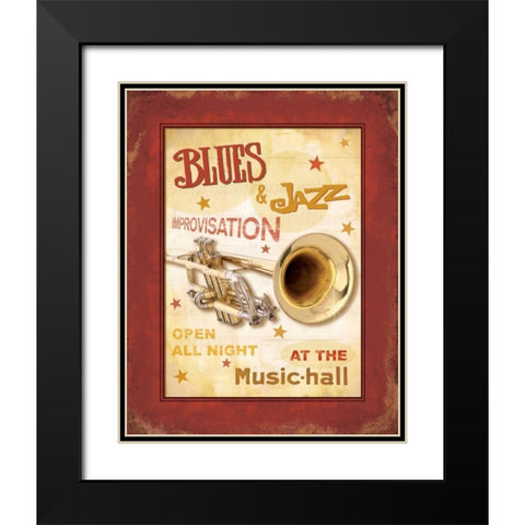 New Orleans Jazz IV Black Modern Wood Framed Art Print with Double Matting by Pela Design