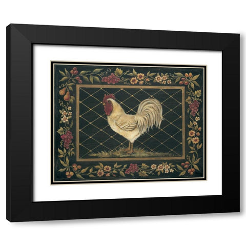 Old World Rooster Black Modern Wood Framed Art Print with Double Matting by Poloson, Kimberly