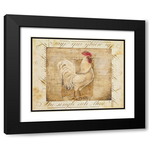 Rustic Farmhouse Rooster I Black Modern Wood Framed Art Print with Double Matting by Poloson, Kimberly