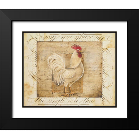 Rustic Farmhouse Rooster I Black Modern Wood Framed Art Print with Double Matting by Poloson, Kimberly