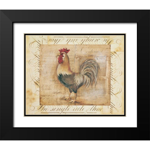 Rustic Farmhouse Rooster II Black Modern Wood Framed Art Print with Double Matting by Poloson, Kimberly