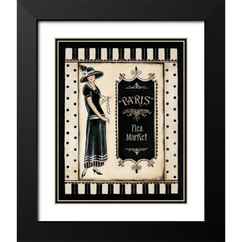 Paris Flea Market Black Modern Wood Framed Art Print with Double Matting by Poloson, Kimberly