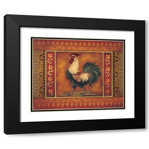 Mediterranean Rooster III Black Modern Wood Framed Art Print with Double Matting by Poloson, Kimberly