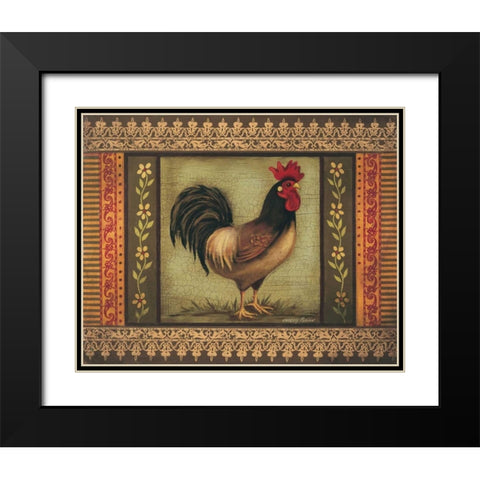 Mediterranean Rooster VI Black Modern Wood Framed Art Print with Double Matting by Poloson, Kimberly