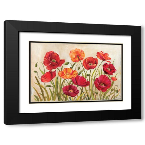 Poppies Black Modern Wood Framed Art Print with Double Matting by Poloson, Kimberly