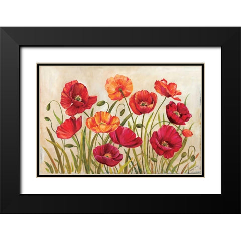 Poppies Black Modern Wood Framed Art Print with Double Matting by Poloson, Kimberly