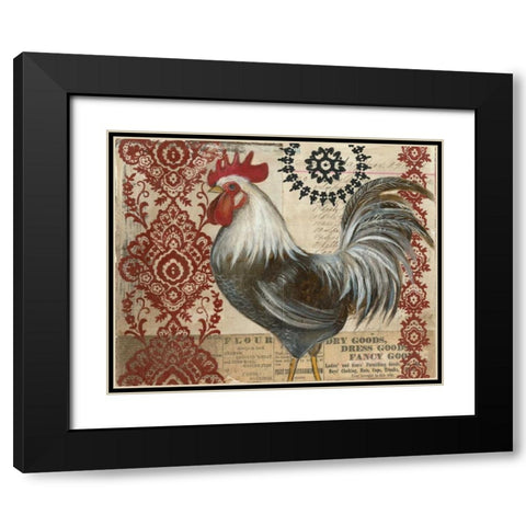 Classic Rooster II Black Modern Wood Framed Art Print with Double Matting by Poloson, Kimberly