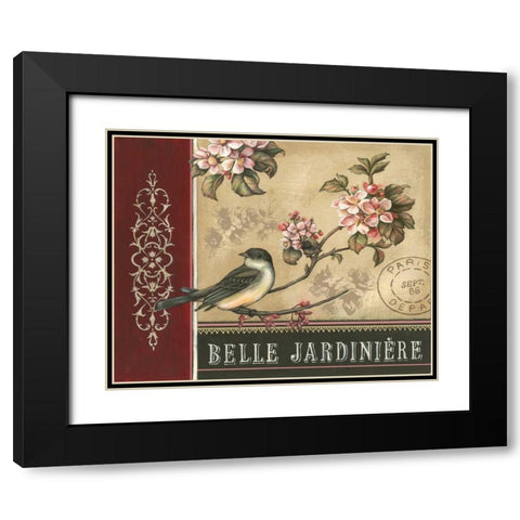 Cherry Blossom Bird Black Modern Wood Framed Art Print with Double Matting by Poloson, Kimberly