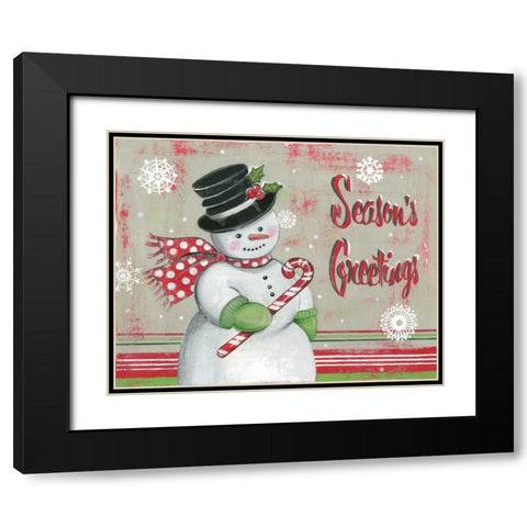 Christmas Snowman II Black Modern Wood Framed Art Print with Double Matting by Poloson, Kimberly