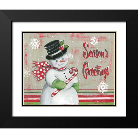 Christmas Snowman II Black Modern Wood Framed Art Print with Double Matting by Poloson, Kimberly