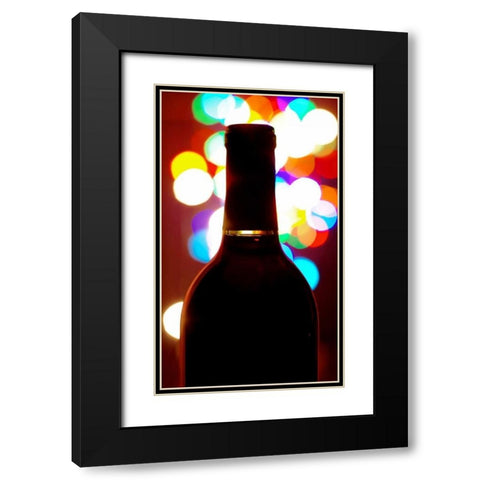 Wine Bottle Bokeh Black Modern Wood Framed Art Print with Double Matting by Burkhart, Monika