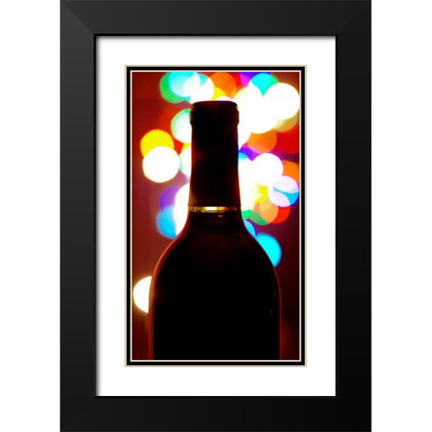 Wine Bottle Bokeh Black Modern Wood Framed Art Print with Double Matting by Burkhart, Monika