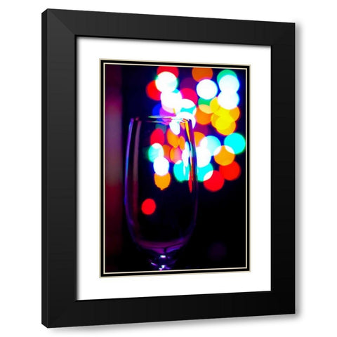 Wine Glass Bokeh Black Modern Wood Framed Art Print with Double Matting by Burkhart, Monika