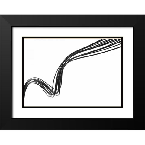 Swirls V Black Modern Wood Framed Art Print with Double Matting by Burkhart, Monika