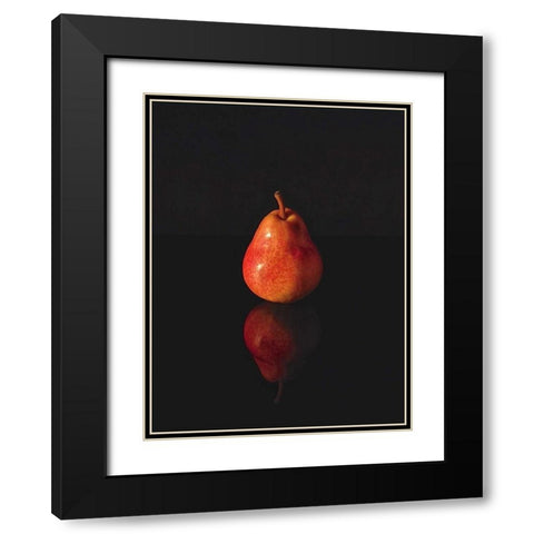 Pear Reflection Black Modern Wood Framed Art Print with Double Matting by Burkhart, Monika
