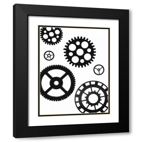 Gears I Black Modern Wood Framed Art Print with Double Matting by Burkhart, Monika