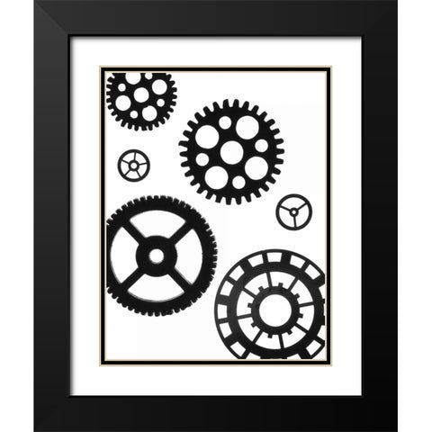 Gears I Black Modern Wood Framed Art Print with Double Matting by Burkhart, Monika