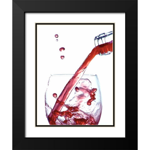 Wine Splash Black Modern Wood Framed Art Print with Double Matting by Burkhart, Monika