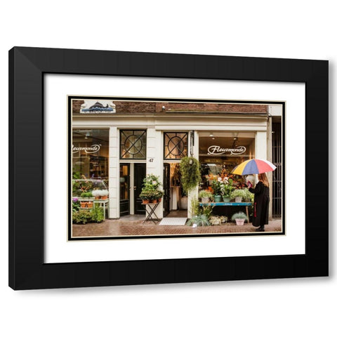 Amsterdams Fleurmonde Black Modern Wood Framed Art Print with Double Matting by Berzel, Erin