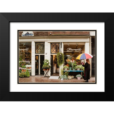 Amsterdams Fleurmonde Black Modern Wood Framed Art Print with Double Matting by Berzel, Erin