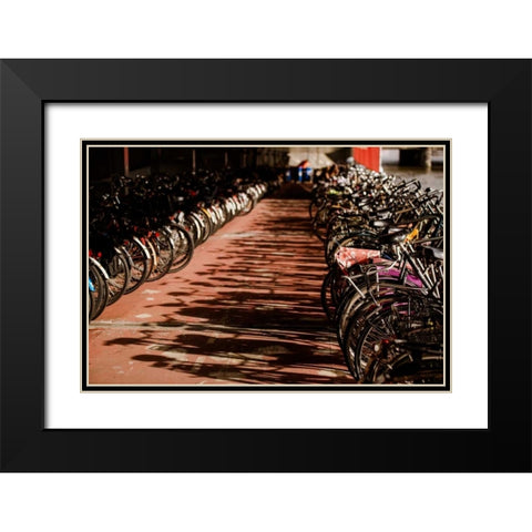 Amsterdams Fietsflat IV Black Modern Wood Framed Art Print with Double Matting by Berzel, Erin