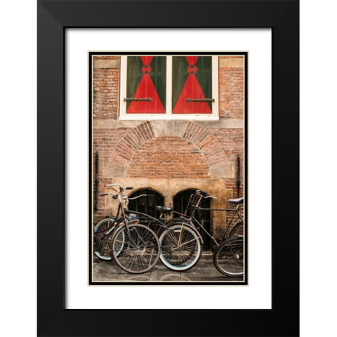 Dutch Bicyles Black Modern Wood Framed Art Print with Double Matting by Berzel, Erin