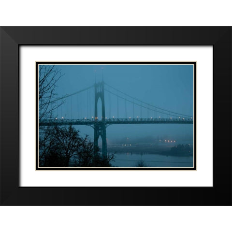 St. Johns Bridge III Black Modern Wood Framed Art Print with Double Matting by Berzel, Erin