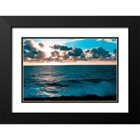 Depoe Bay Sunset I Black Modern Wood Framed Art Print with Double Matting by Berzel, Erin