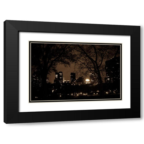 Central Park at Night I Black Modern Wood Framed Art Print with Double Matting by Berzel, Erin