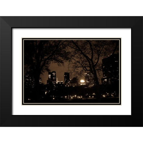 Central Park at Night I Black Modern Wood Framed Art Print with Double Matting by Berzel, Erin