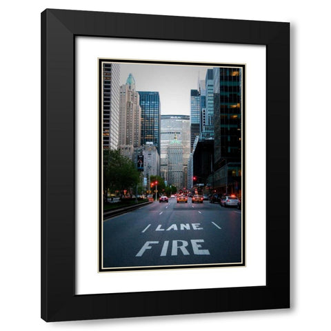 Manhattan Fire Lane Black Modern Wood Framed Art Print with Double Matting by Berzel, Erin